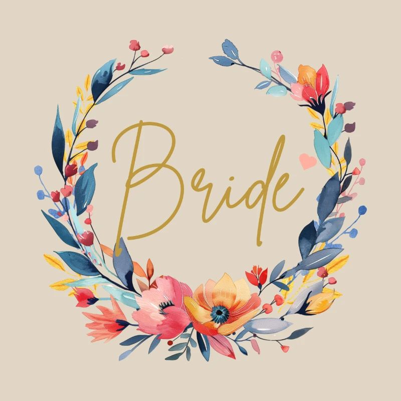Team Bride, Flower Circle, Customizable