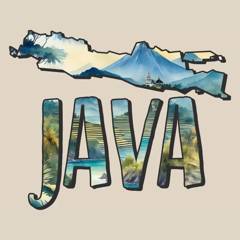 Carte aquarelle Java