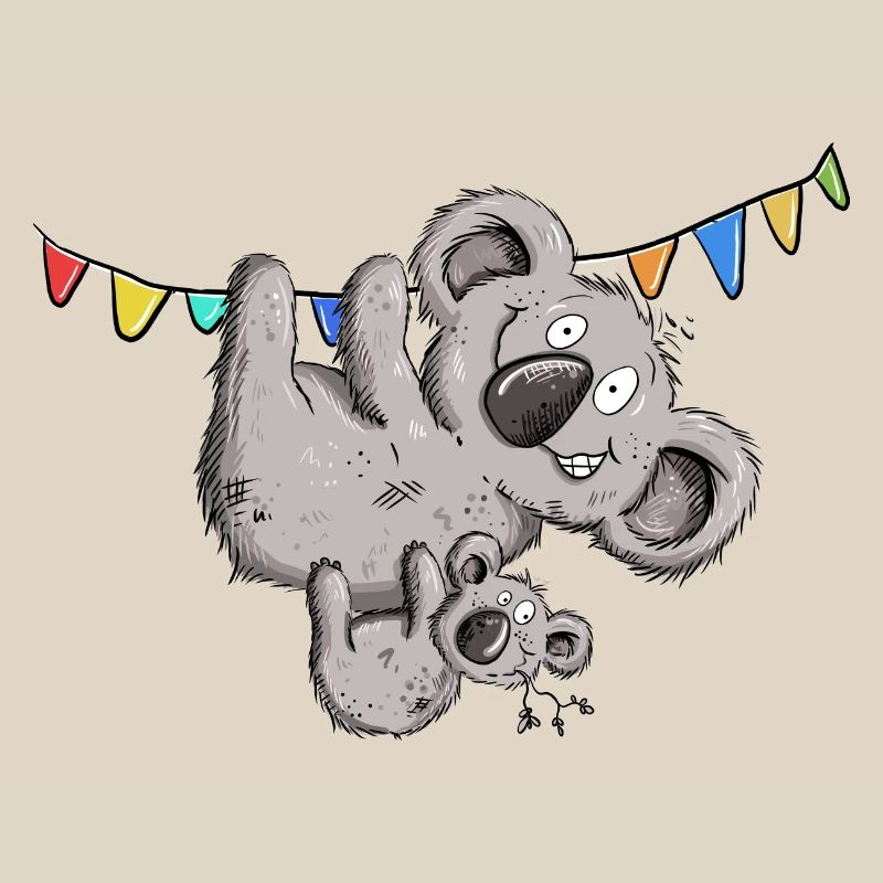 Drôle d’ours koala avec douche de bébé koala