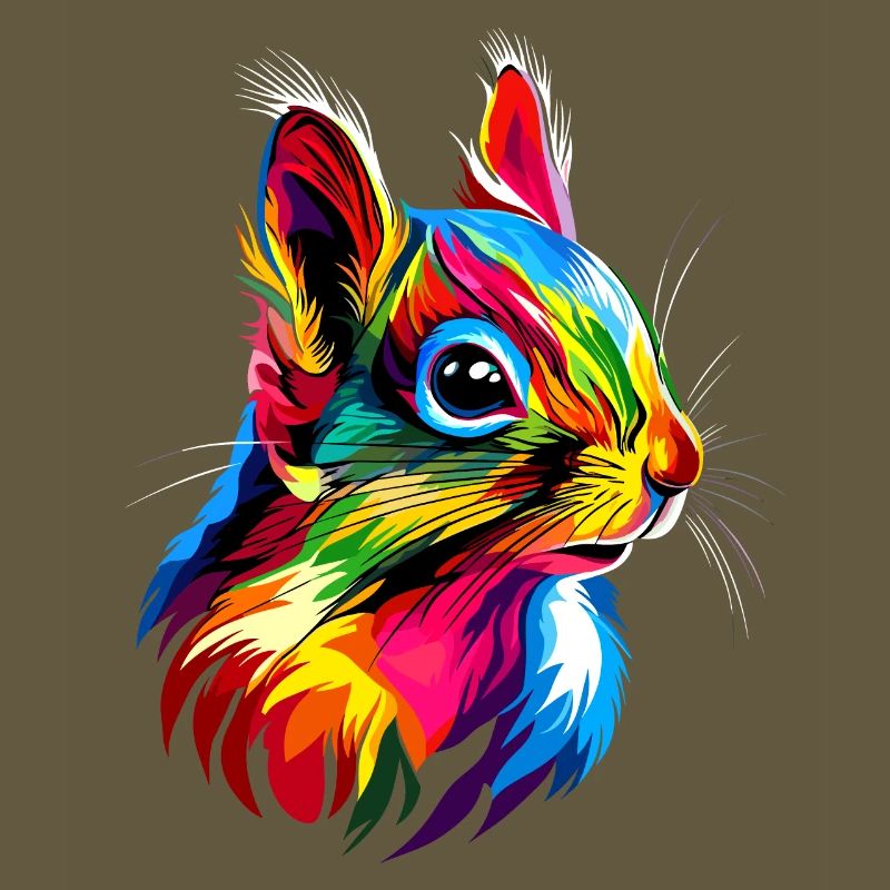 Eichhörnchen Kopfhörer Bunt Popart DJ Eichhörnchen