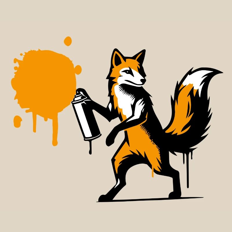 Graffiti fox in creative stencil style