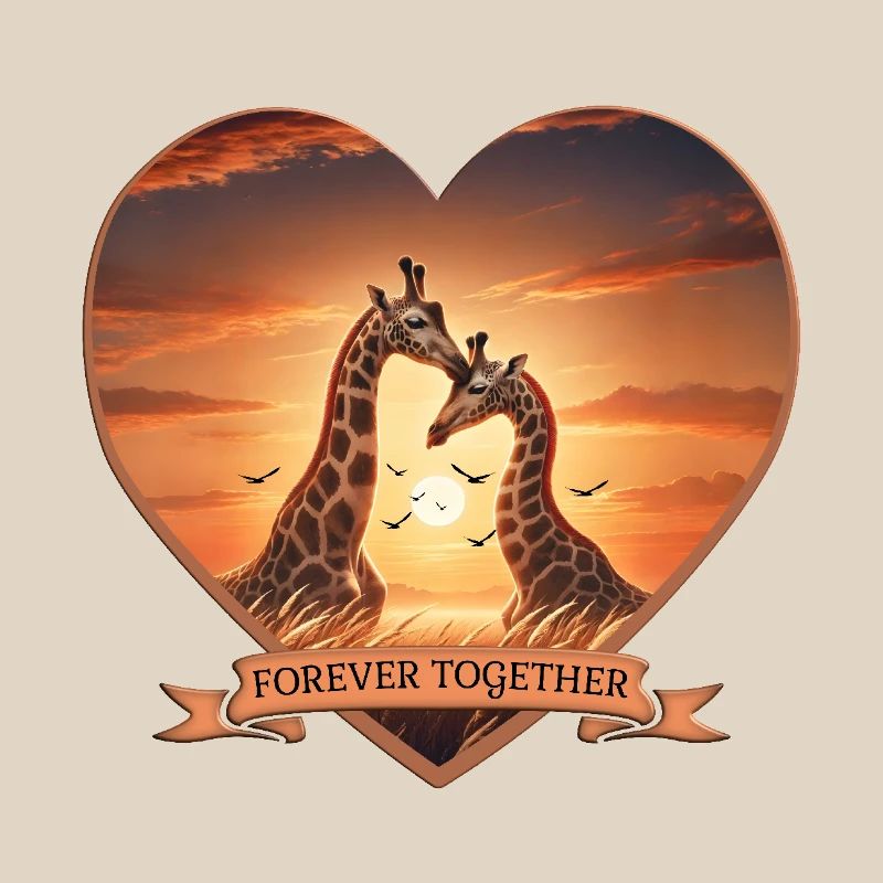 Forever Together: Heart Design with Giraffes
