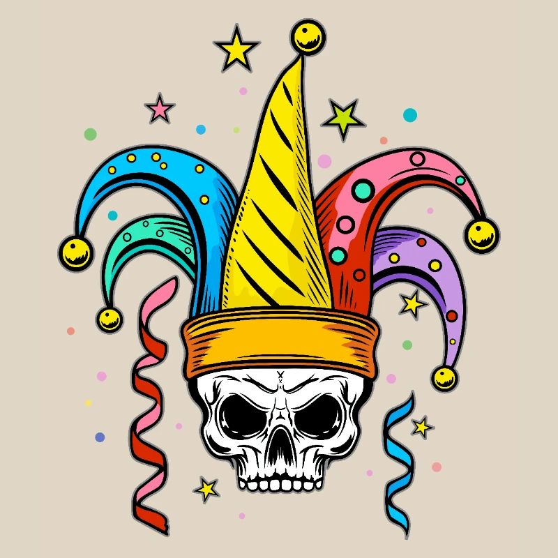 Skull with fool's cap for carnival