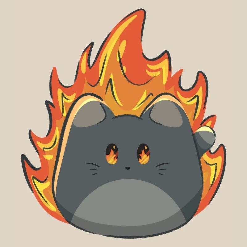 Chat mignon avec du feu