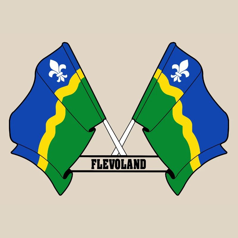 Two flags text FLEVOLAND