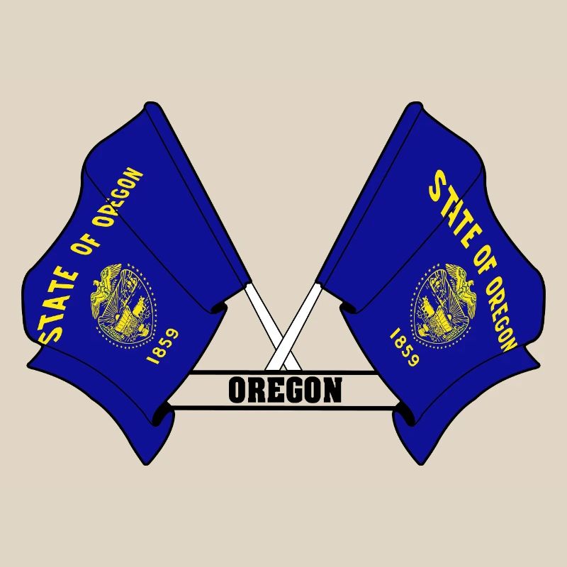 Two flags text OREGON