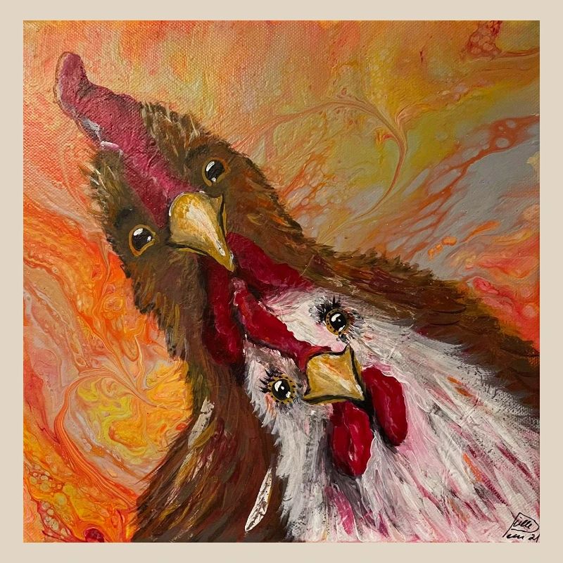 Rooster and chicken