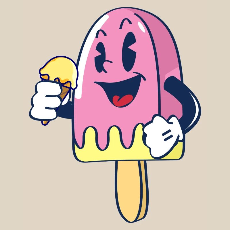 Fröhlicher Kindereis Charakter Eiscreme Eis