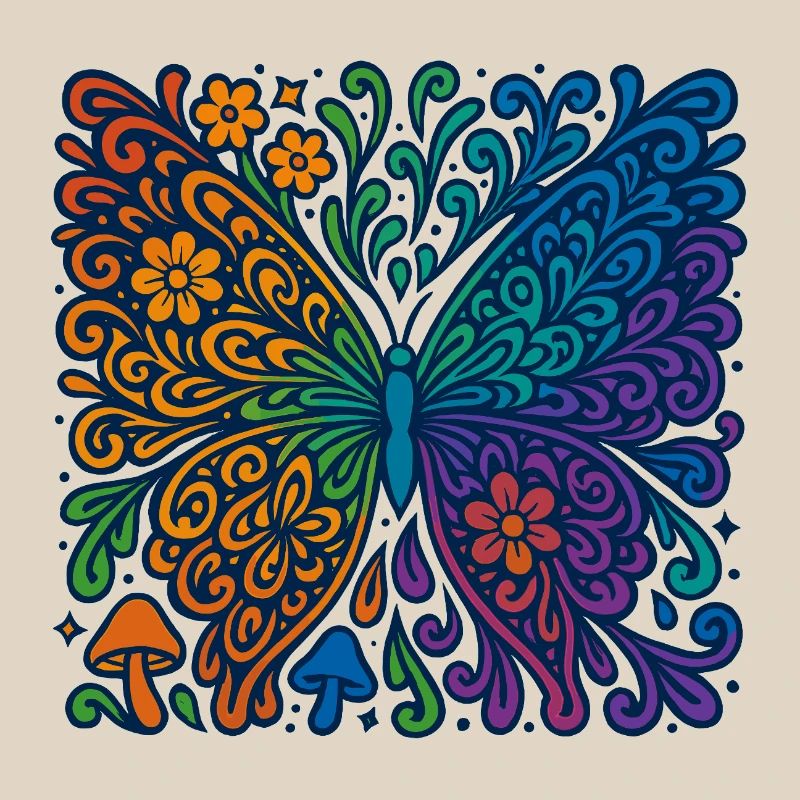 Psychedelic Rainbow Butterfly
