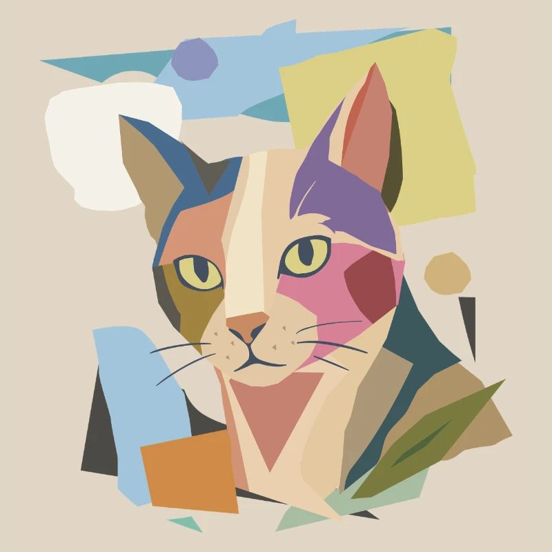 Abstrakte Katze im modernen Farbblock-Design