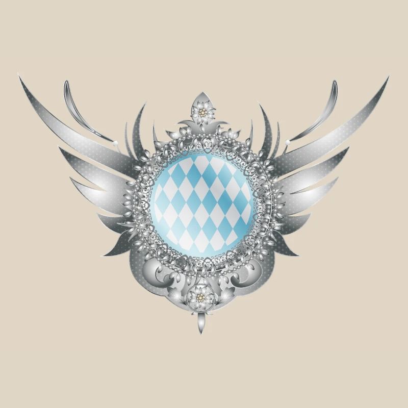 Silver wing crest with diamond pattern