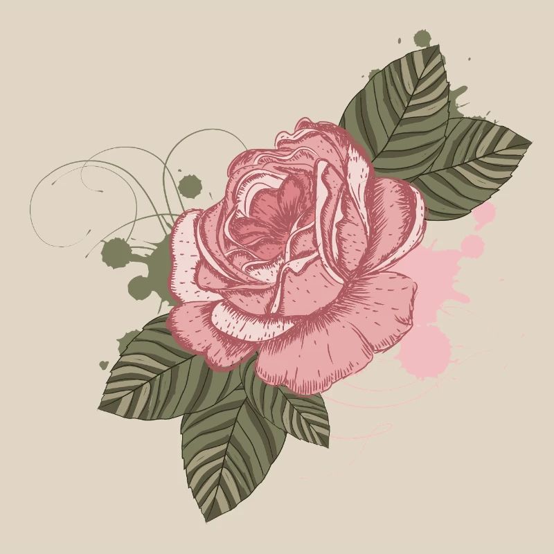 Nostalgic vintage rose with graffiti elements