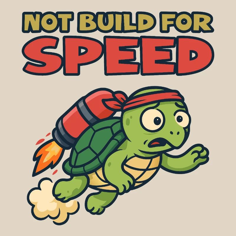 Turtle with rocket: Not built for speed