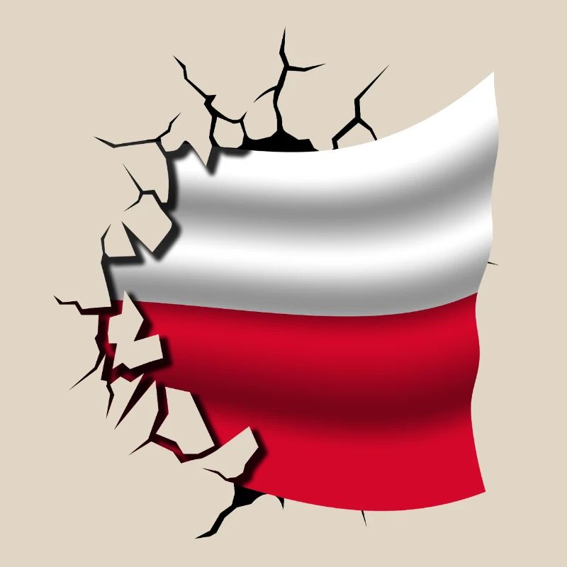 Drapeau de la Pologne - Pologne - Drapeau Broken Design