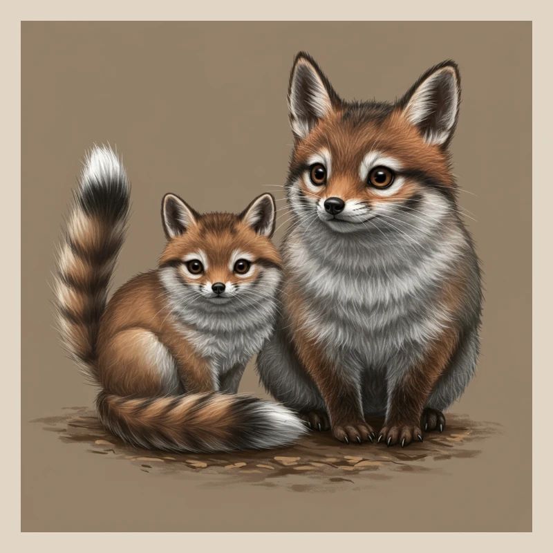 Playful Fox Mother and Child
