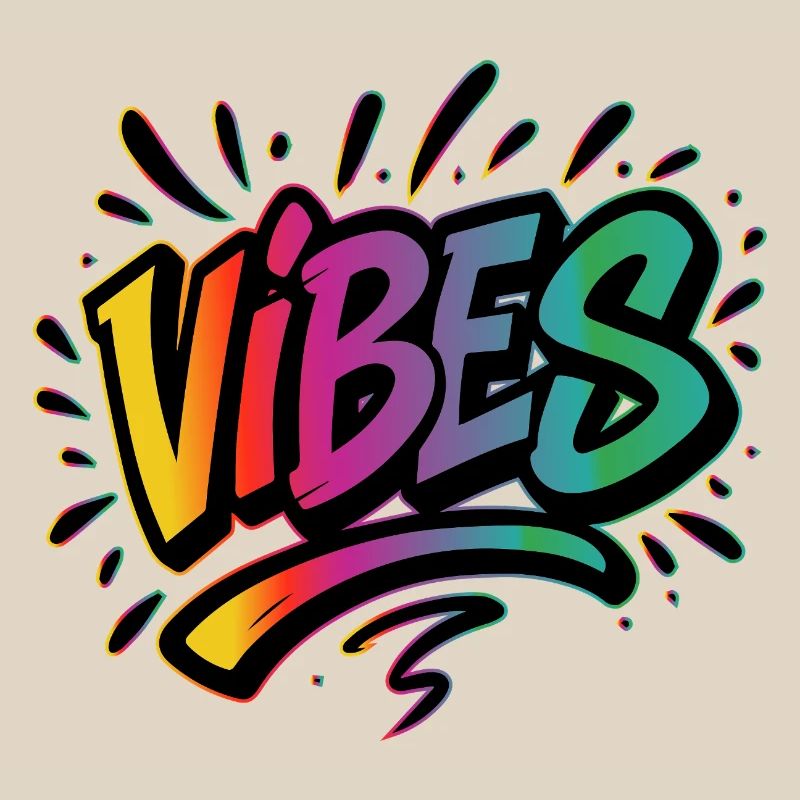 Lettrage graffiti VIBES – Déclaration colorée