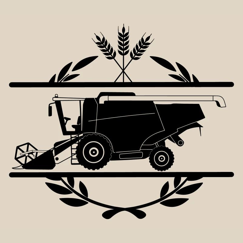 Moissonneuse-batteuse dans le style du logo de la couronne de laurier