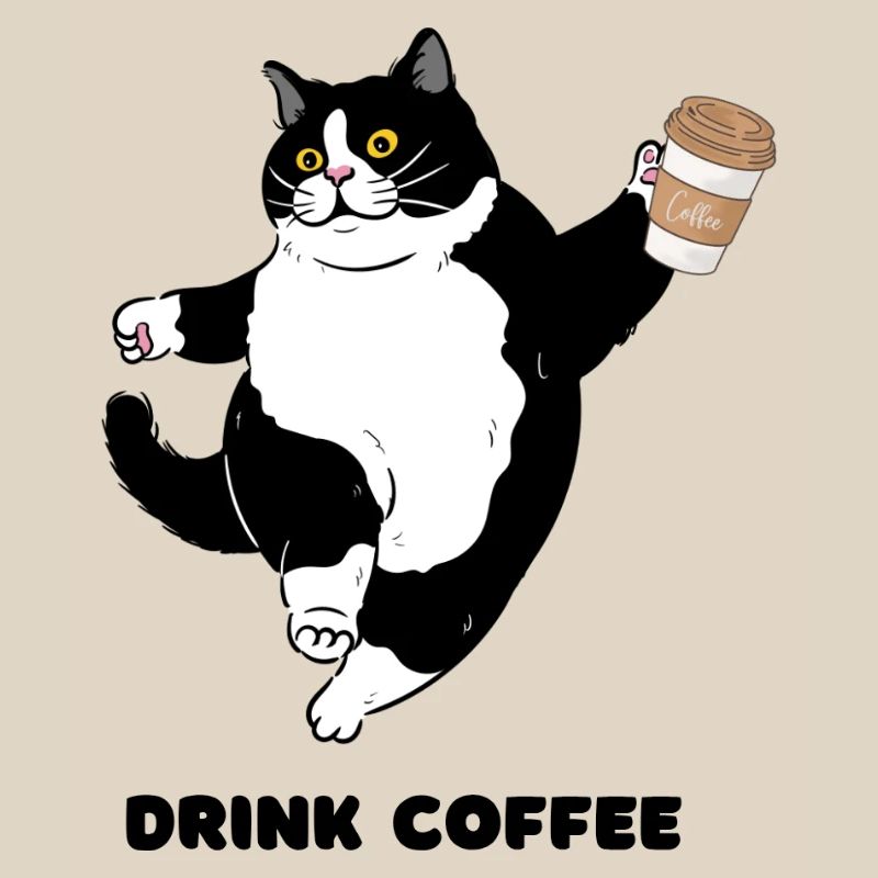 Whimsical Cat Coffee Dance Design