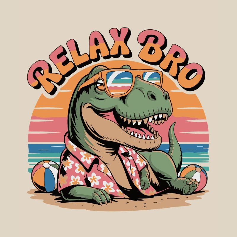 Relax Bro Dinosaur Beach Pattern