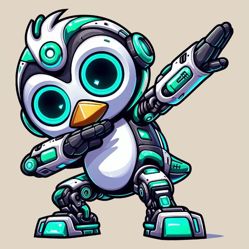 Cool pingouin robot cyborg robot astronaute dab