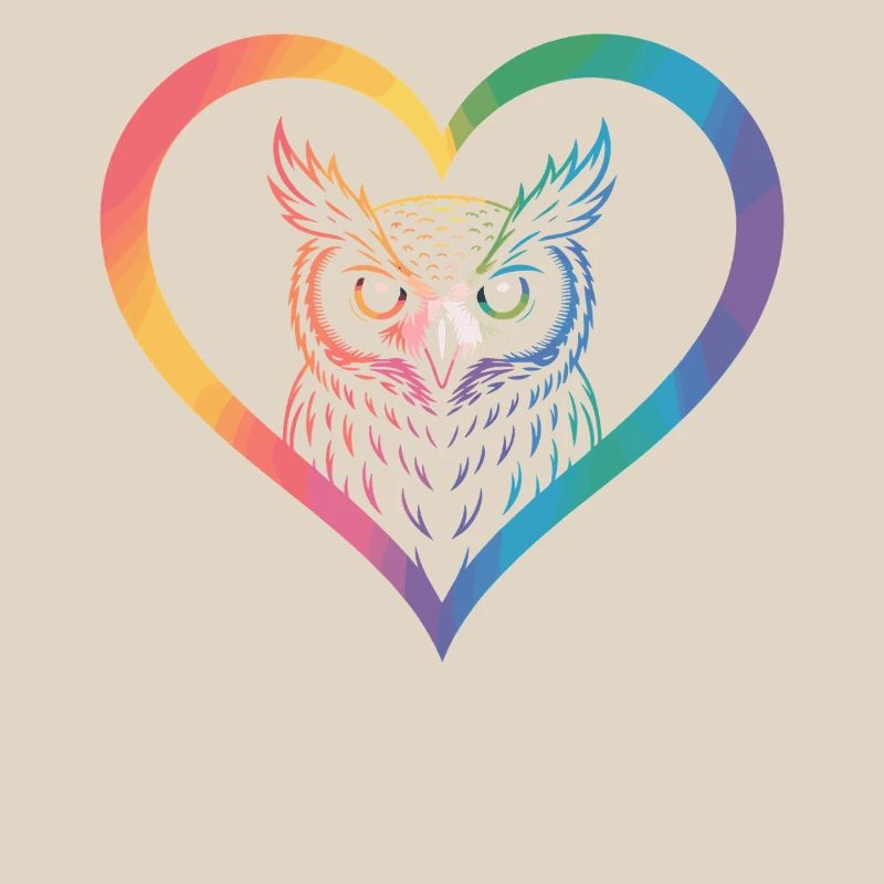 Rainbow Owl Heart Design