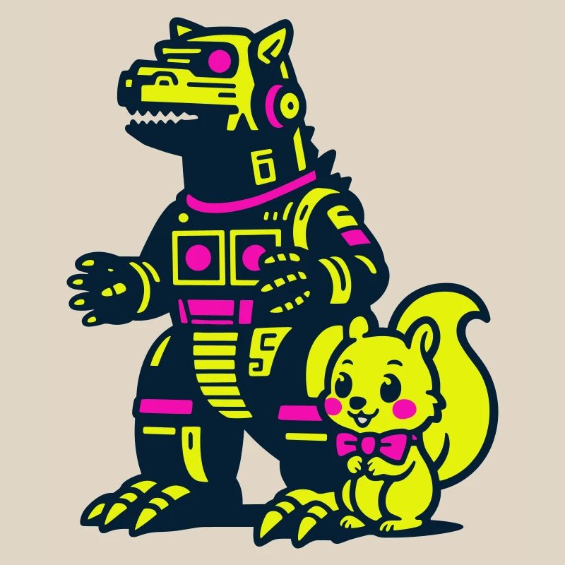 Mecha Drache mit Eichhörnchen