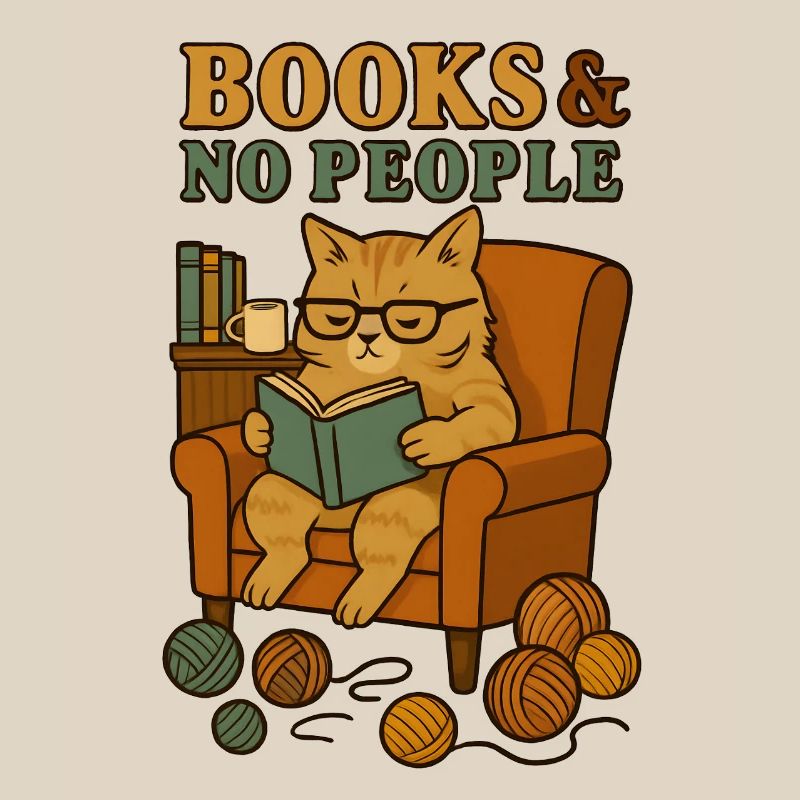 Cat reader in a comfortable armchair