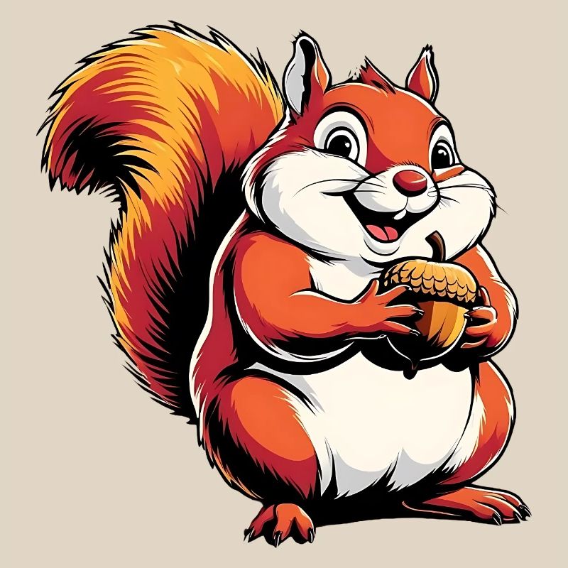 Witziger Eichhörnchen CartoonMit Eichel