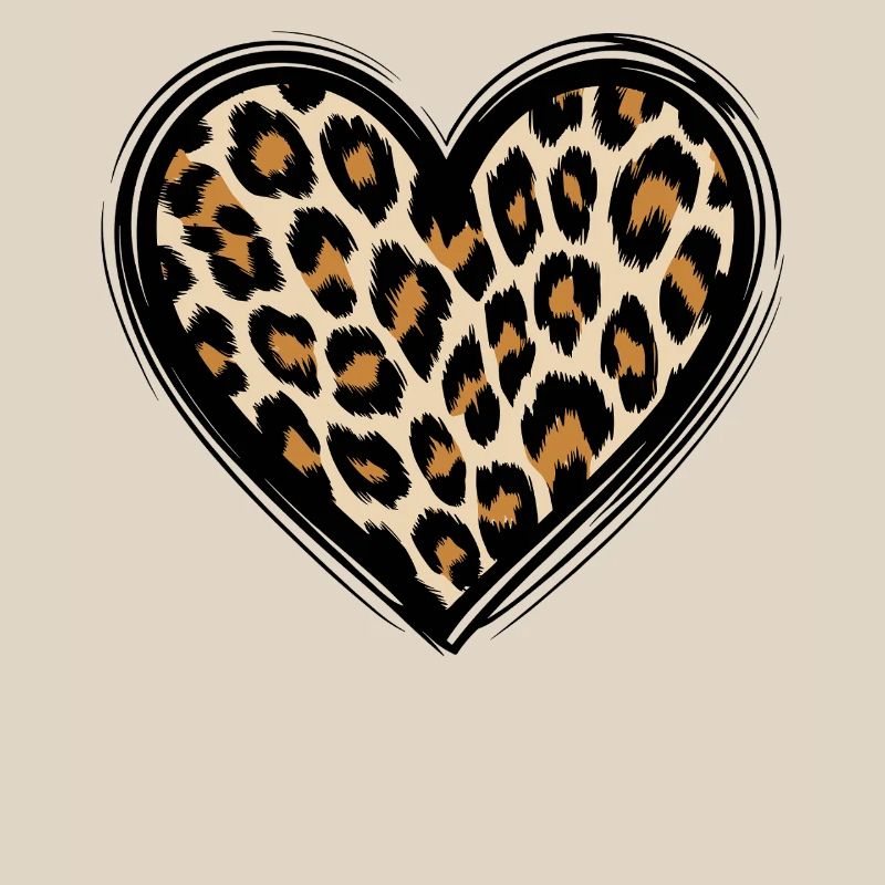 Leopard heart pattern with animal print