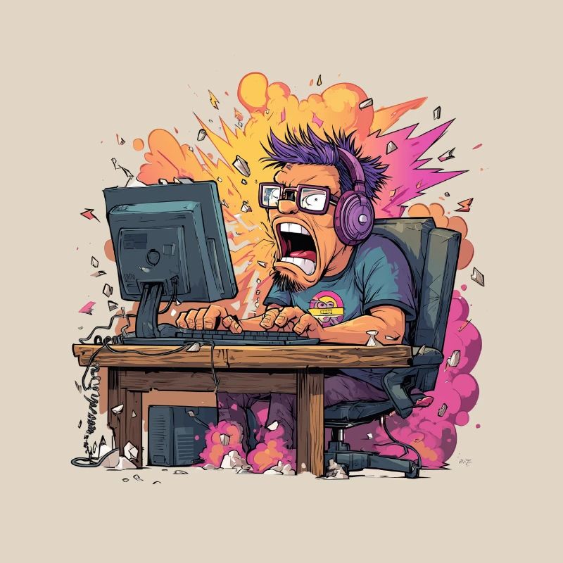 Gaming Rage Explosion – Gamer in Rage Mode