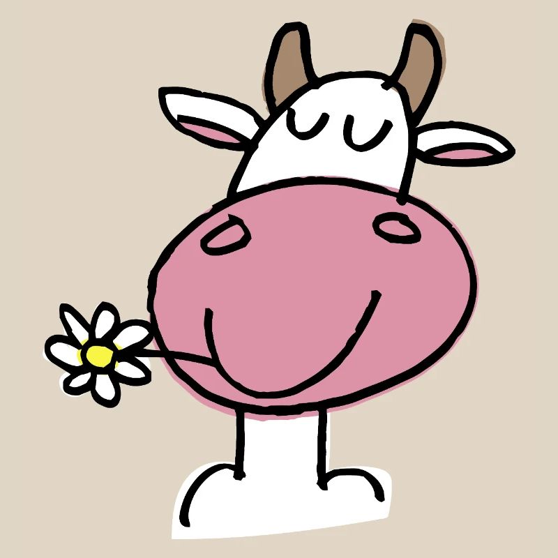 Vache Joyeuse et Fleur Délicate