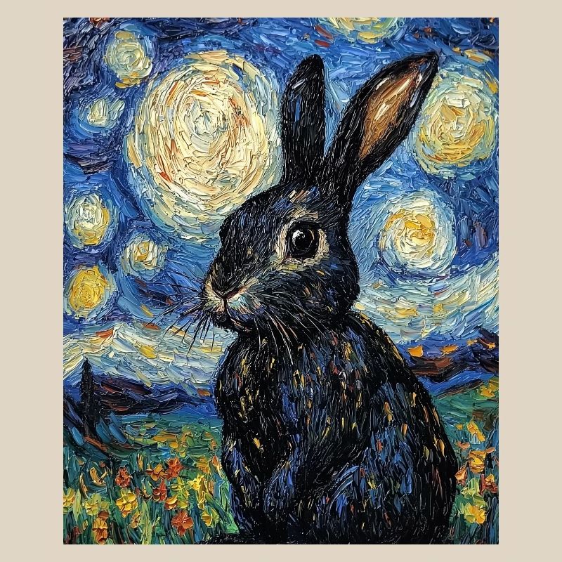 Bunny Van Gogh Style Starry Night
