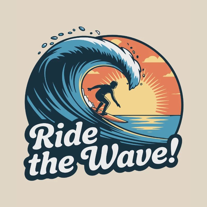 Conception de vagues de surf au coucher du soleil