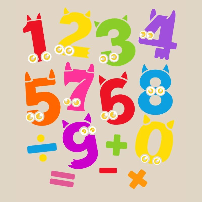 Number Day Vibrant Number Monster Pattern