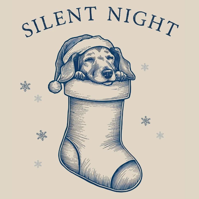 Douce nuit – Teckel dans un bas de Noël