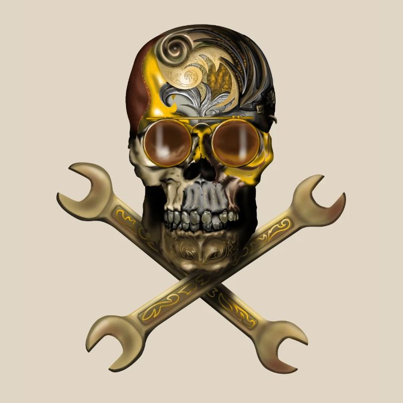 Steampunk skull with tools