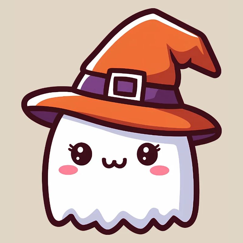 Cute Ghost in Witch Hat Halloween