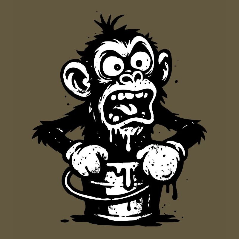 Affe im Eimer | Schockierter Affe mit Tropf-Design
