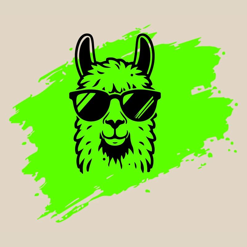 Lama oder Alpaka mit Sonnenbrille im Neonstil