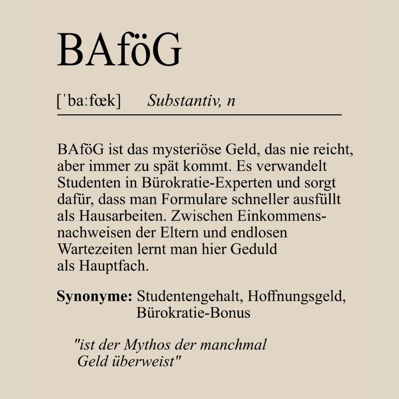 Unispruch "BAföG" Student Geschenk, Studenten