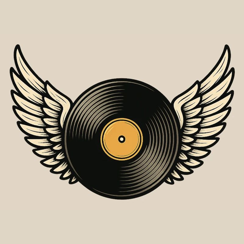 Disque vinyle avec piano à queue | Conception d’ailes en vinyle