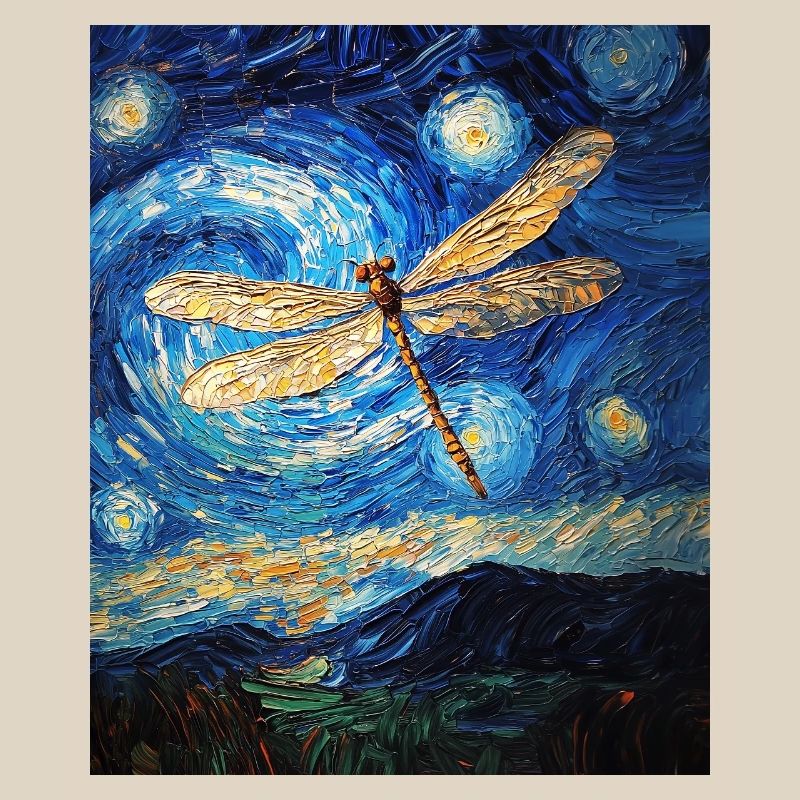 Dragonfly Van Gogh Style Starry Night