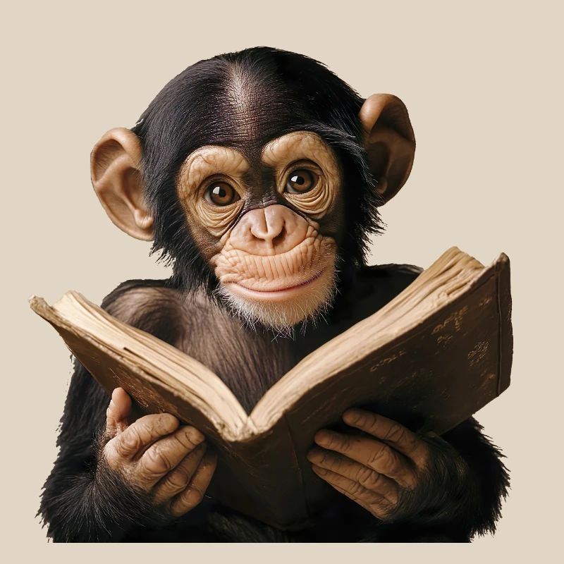 Inquisitive monkey with book