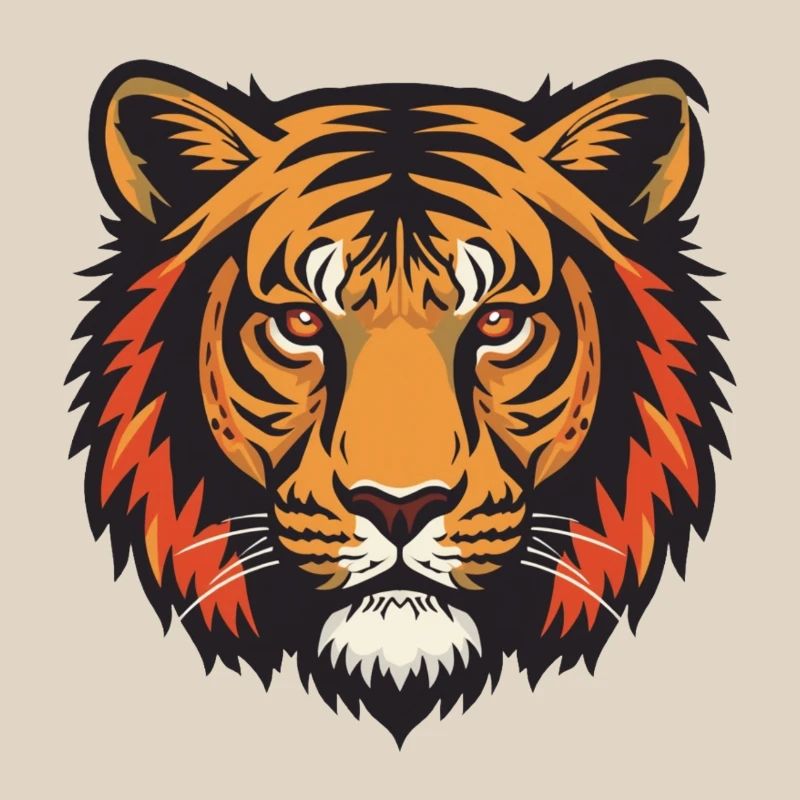 Expressive tiger head impression