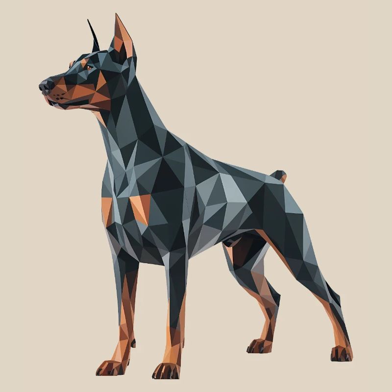 Dobermann - Cooles Low-Poly-Logo