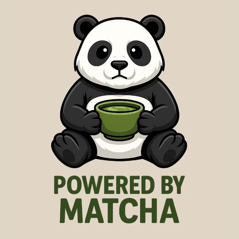 Panda mit Matcha-Becher