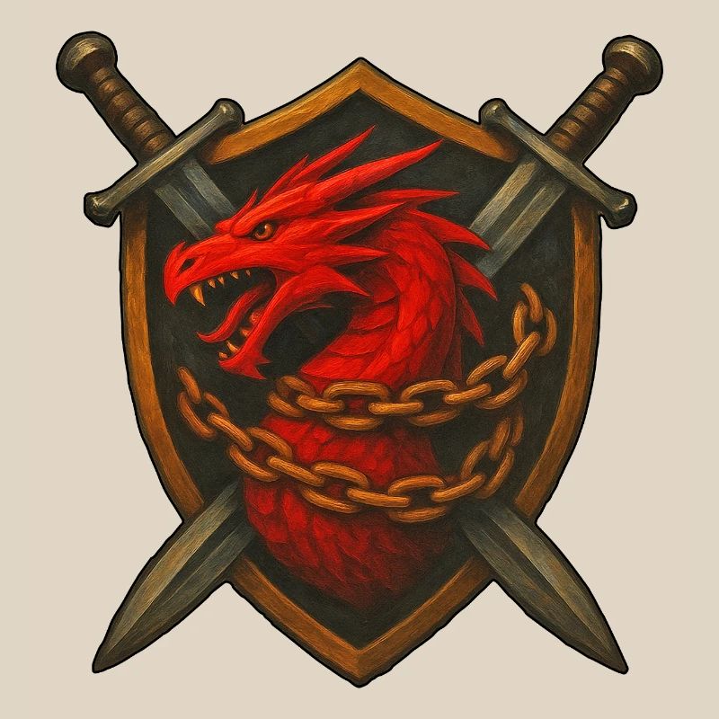 Red Dragon on Shield with Chains