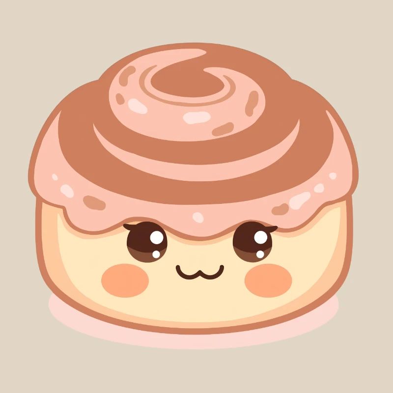 Kawaii cinnamon roll with happy face