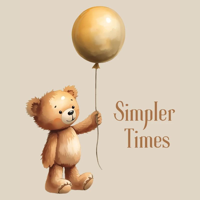 Teddy Bear with Balloon Simpler Times