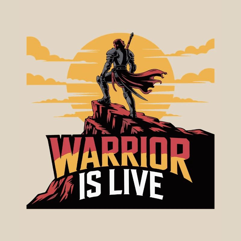 Warrior On Cliff Sunset